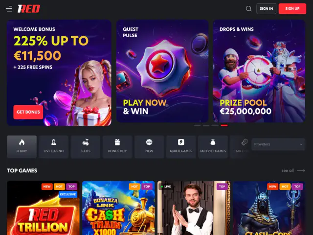 1Red Casino homepage