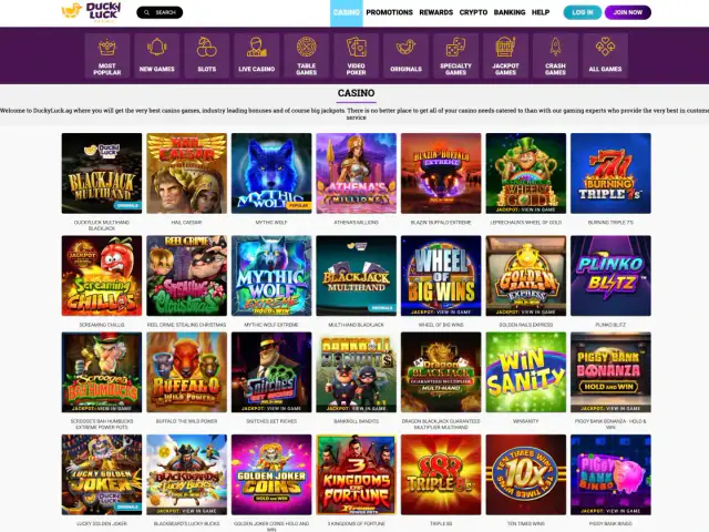 DuckyLuck Casino homepage