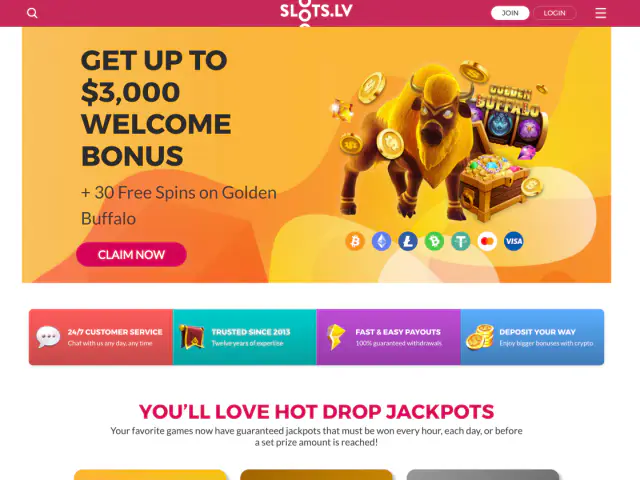 SlotsLV homepage